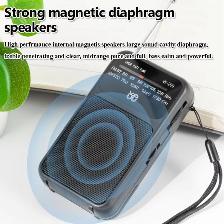 W-209 Mini Portable Rechargeable / Battery Dual-mode Powered Pointer FM Radio with Flashlight(Red) - Radio Player by PMC TechLife | Online Shopping South Africa | PMC TechLife | Buy Now Pay Later Mobicred