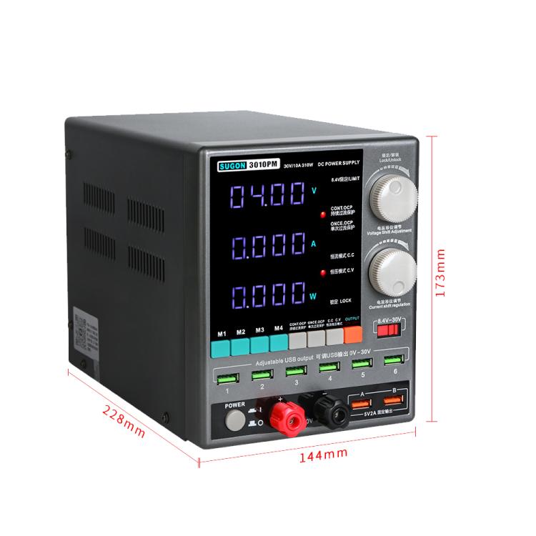 SUGON 3010PM 150W 30V 10A 4 Digital Display Cell Phone Repair Power Meter US Plug - free shipping - PMC TechLife - Order now!