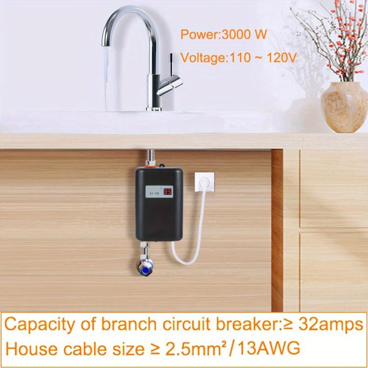 3000W Small Tankless Electric Water Heater For Kitchen Bathroom UK Plug(Black) - free shipping - PMC TechLife - Order now!