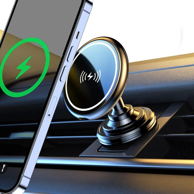 15W Car Magnetic Wireless Charging Phone Holder Alloy Base, Spec: Adhesive Black - free shipping - PMc TechLife - Order now!