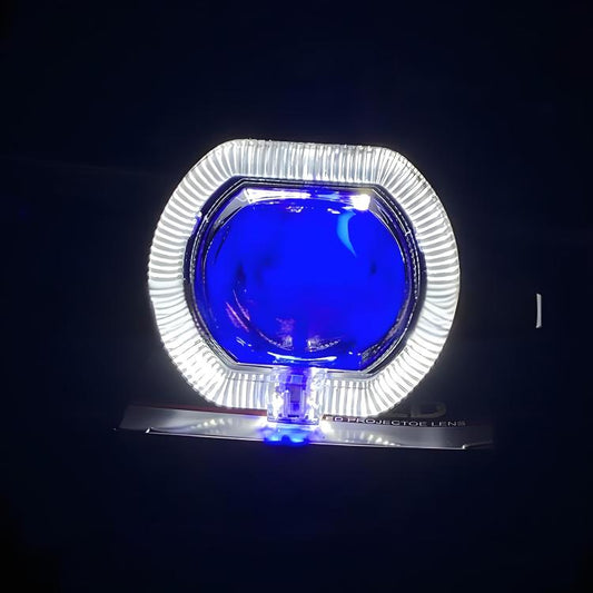 2.5 inch Motorcycle Electric Bike Car Universal Built-in LED Headlight Spot Lens Far and Near Spotlight, Style: White Aperture+Blue Devil Eye(Silver) - Headlights by PMC Jewellery | Online Shopping South Africa | PMC Jewellery | Buy Now Pay Later Mobicred