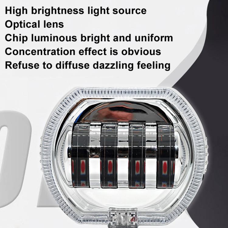Motorcycle Electric Vehicle General Modification LED Headlight 4 Beads Double Lens Lamps, Style: Red Aperture+Blue Devil Eye - Headlights by PMc TechLife | Online Shopping South Africa | PMc TechLife | Buy Now Pay Later Mobicred