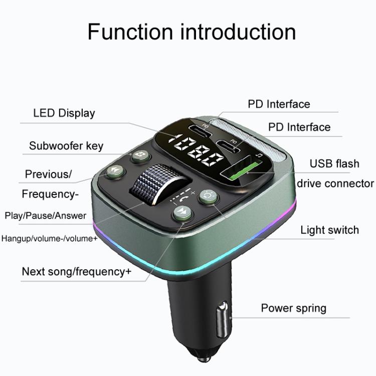 GZ08 Car Voltage Display Fast Charger Subwoofer MP3 Bluetooth Player - Car Charger by PMc TechLife | Online Shopping South Africa | PMc TechLife | Buy Now Pay Later Mobicred