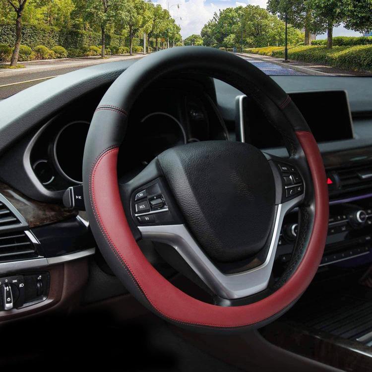 38cm Cars Universal Microfiber Steering Wheel Cover(Wine Red) - Steering Wheel Accessories by PMc TechLife | Online Shopping South Africa | PMc TechLife | Buy Now Pay Later Mobicred
