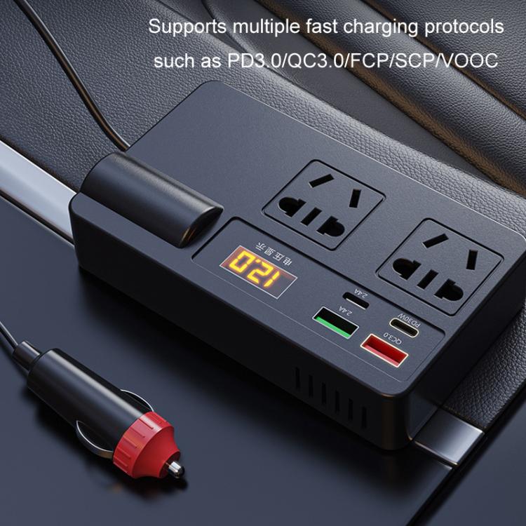 12V24V To 220V Car Multi-Function Inverter Socket Fast Charger(With Digital Display) - Others by PMc TechLife | Online Shopping South Africa | PMc TechLife | Buy Now Pay Later Mobicred