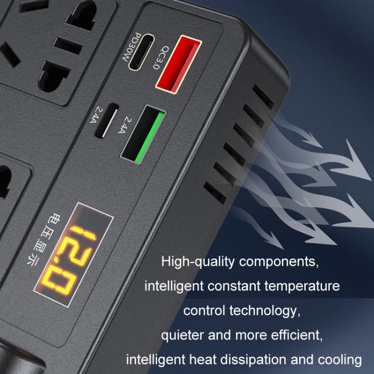 12V24V To 220V Car Multi-Function Inverter Socket Fast Charger(With Digital Display) - Others by PMc TechLife | Online Shopping South Africa | PMc TechLife | Buy Now Pay Later Mobicred