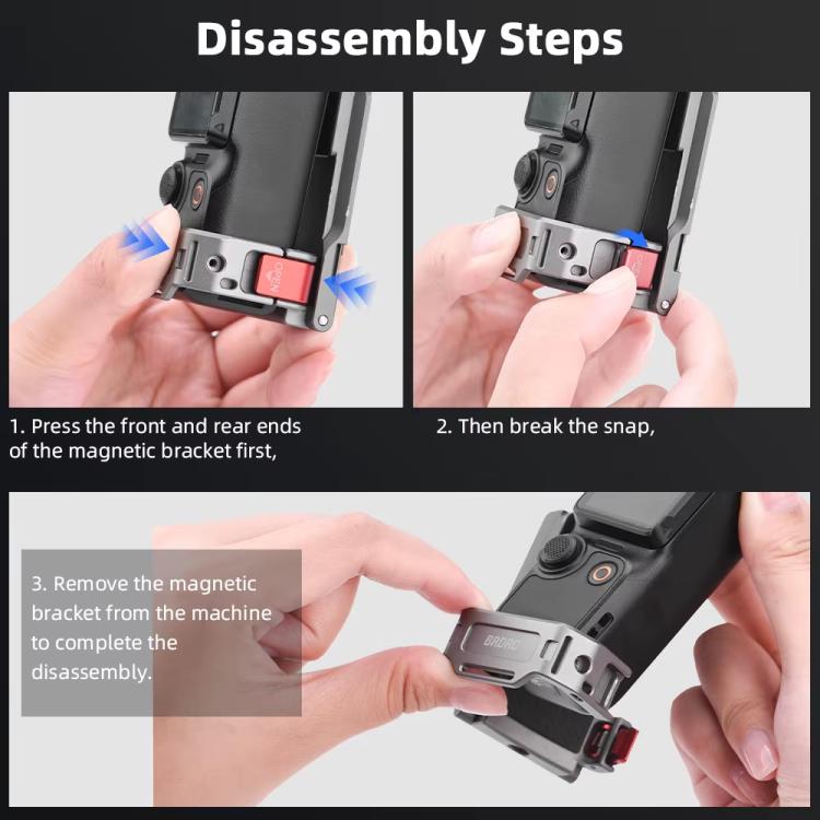 For DJI OSMO Pocket 3 BRDRC PO3005 Multi-functional Magnetic Base Expansion Back Clip Holder Adapter Bezel Accessory(Tarnish) - free shipping - PMC TechLife - Order now!