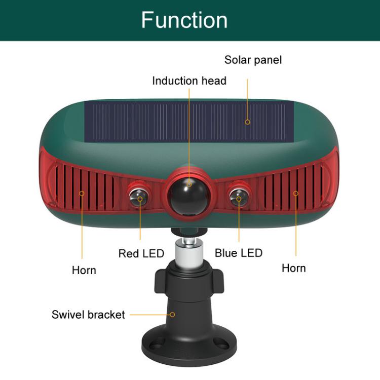 N911Y Outdoor Solar Alarm Infrared Sensor Sound And Light Animal Repeller(Red) - Outdoor Insect Repellent by PMc TechLife | Online Shopping South Africa | PMc TechLife | Buy Now Pay Later Mobicred