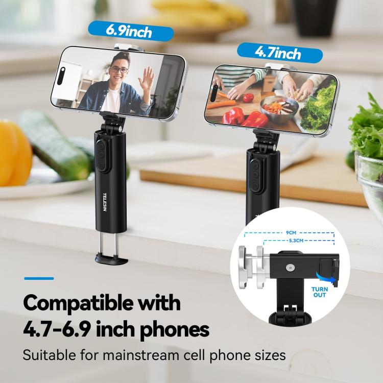 TELESIN P1-HSS-01 Clip Version 3 In 1 Cell Phone Holder Portable Desktop Fixed Bluetooth Remote Control Shooting Support Bracket - free shipping - PMc TechLife - Order now!
