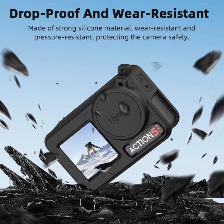 For DJI Osmo Action 3 / 4 / 5 Pro Flymile Silicone Cover Sport Camera Lens Drop Cases(Black) - free shipping - PMC TechLife - Order now!