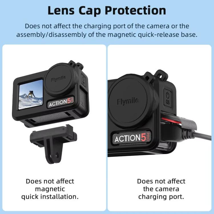For DJI Osmo Action 3 / 4 / 5 Pro Flymile Silicone Cover Sport Camera Lens Drop Cases(Black) - free shipping - PMC TechLife - Order now!
