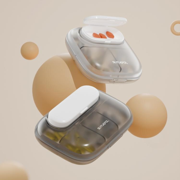 Portable Pill Box Dispenser Sealed Large Capacity Seven Days a Week Medication Organizer, Color: 4 Grids Gray - free shipping - PMC TechLife - Order now!