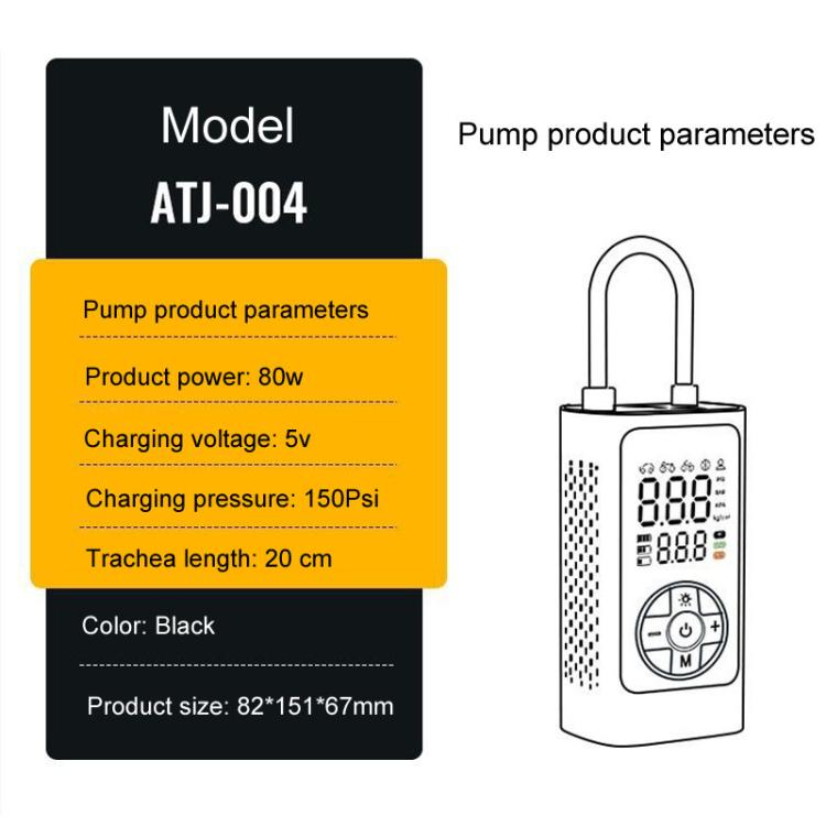 ATJ-004 Smart Wireless Digital Display Portable Car Tire Pump Multi-Function Inflator(Lithium Battery Model) - Inflatable Pump by PMc TechLife | Online Shopping South Africa | PMc TechLife | Buy Now Pay Later Mobicred