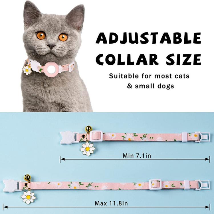 For AirTag Tracker Silicone Cover Small Daisy Pet Collar Dog Collar With Bell And Front Back Film(Purple) - Pet Series by PMC TechLife | Online Shopping South Africa | PMC TechLife | Buy Now Pay Later Mobicred