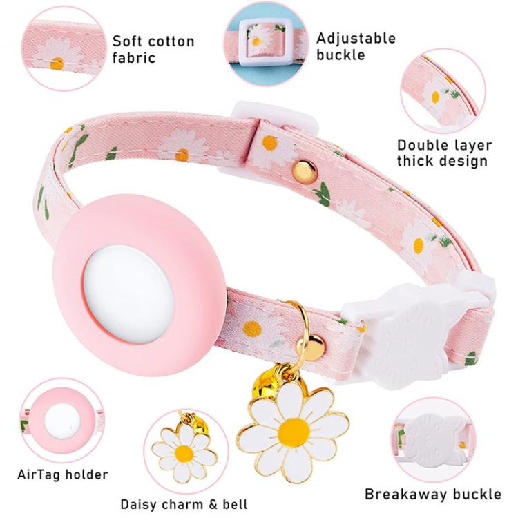 For AirTag Tracker Silicone Cover Small Daisy Pet Collar Dog Collar With Bell And Front Back Film(Yellow) - free shipping - PMC TechLife - Order now!