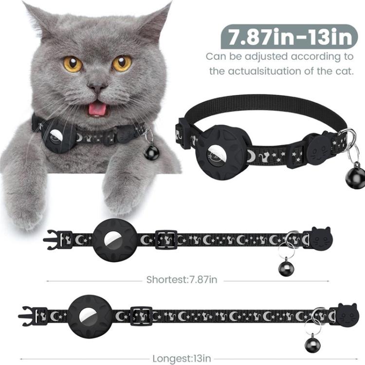 For AirTag Tracker Silicone Case Reflective Stars And Moon Cats Dogs Pet Collar With Bell(Pink) - Pet Series by PMC TechLife | Online Shopping South Africa | PMC TechLife | Buy Now Pay Later Mobicred
