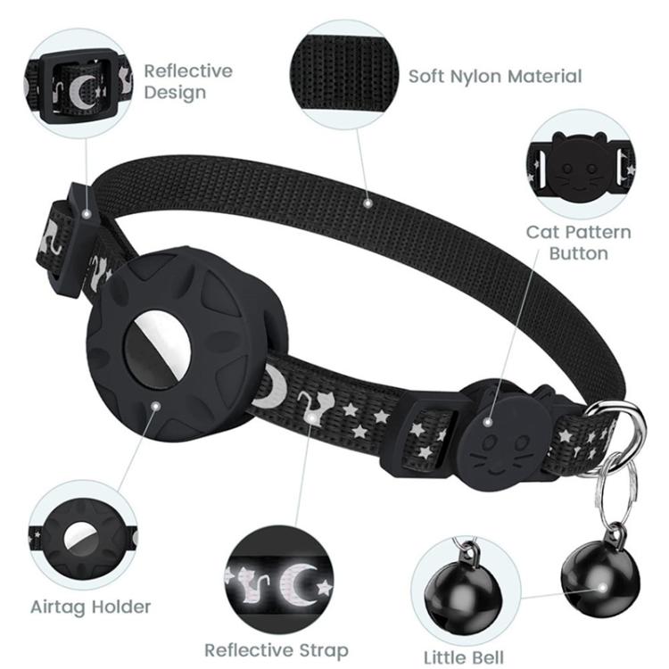 For AirTag Tracker Silicone Case Reflective Stars And Moon Cats Dogs Pet Collar With Bell(Green) - Pet Series by PMC TechLife | Online Shopping South Africa | PMC TechLife | Buy Now Pay Later Mobicred