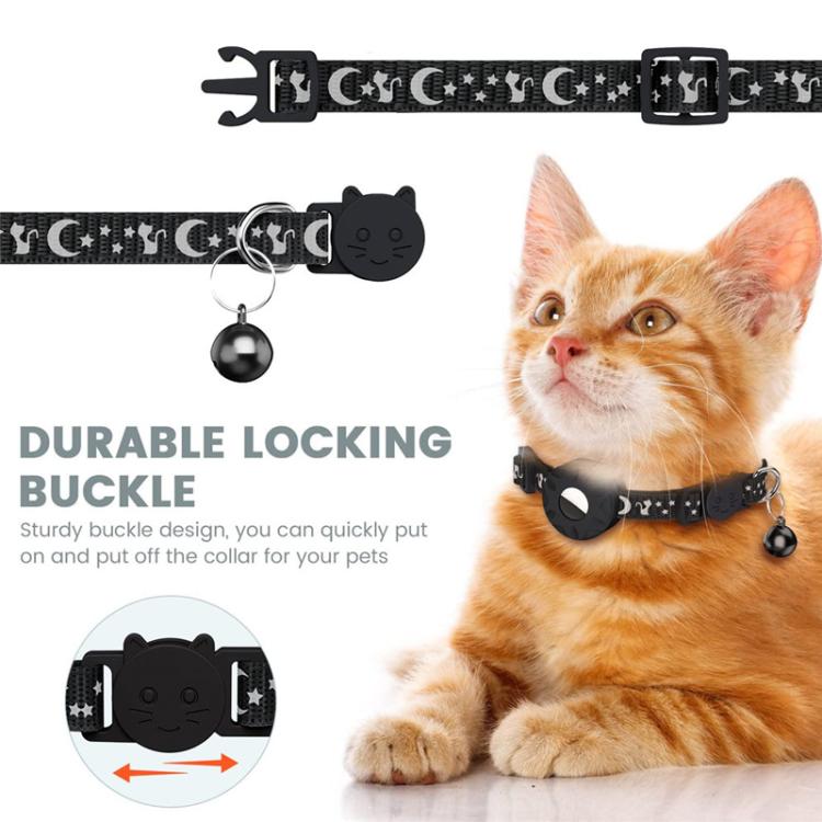 For AirTag Tracker Silicone Case Reflective Stars And Moon Cats Dogs Pet Collar With Bell(Pink) - Pet Series by PMC TechLife | Online Shopping South Africa | PMC TechLife | Buy Now Pay Later Mobicred