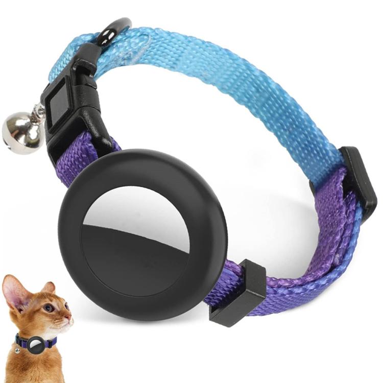 For AirTag Tracker Silicone Case Rainbow Gradient Pet Cat Collar With Bell(Gradient Blue) - free shipping - PMC TechLife - Order now!