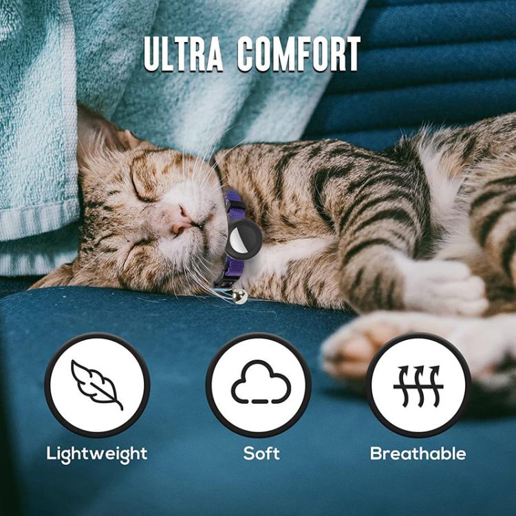 For AirTag Tracker Silicone Case Rainbow Gradient Pet Cat Collar With Bell(Gradient Blue) - free shipping - PMC TechLife - Order now!