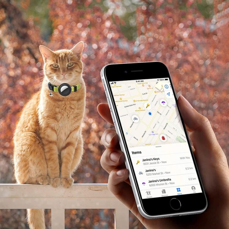 For AirTag Tracker Silicone Case Rainbow Gradient Pet Cat Collar With Bell(Gradient Yellow) - Pet Series by PMC TechLife | Online Shopping South Africa | PMC TechLife | Buy Now Pay Later Mobicred