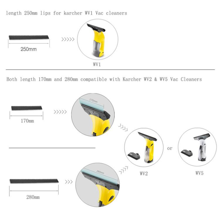170mm 1pair For Karcher Window Cleaner Rubber Scraper Accessories - For Karcher Accessories by PMc TechLife | Online Shopping South Africa | PMc TechLife | Buy Now Pay Later Mobicred