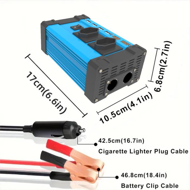 Gurxun 4 USB Ports Digital Display Modified Square Wave Inverter, Spec: 500W US Plug 12V To 110V - free shipping - PMC TechLife - Order now!