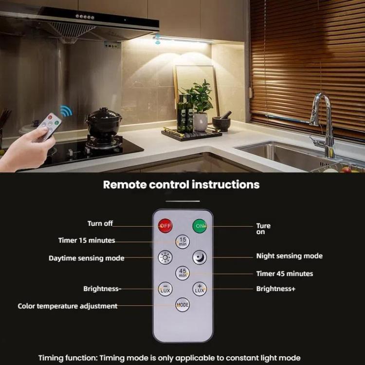 40cm Rechargeable Motion Sensor Light Bar Cabinet Wardrobe Lamp With Remote Control(Black) - Sensor LED Lights by PMc TechLife | Online Shopping South Africa | PMc TechLife | Buy Now Pay Later Mobicred