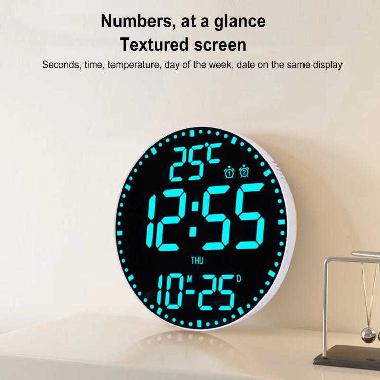 11.6-Inch RGB Wall Clock With Remote Control Multi-Functional Alarm Clock Bamboo+Black - Wall Clock by PMc TechLife | Online Shopping South Africa | PMc TechLife | Buy Now Pay Later Mobicred