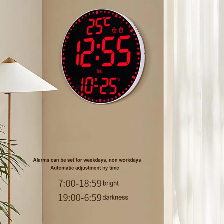 11.6-Inch RGB Wall Clock With Remote Control Multi-Functional Alarm Clock Bamboo+Black - Wall Clock by PMc TechLife | Online Shopping South Africa | PMc TechLife | Buy Now Pay Later Mobicred