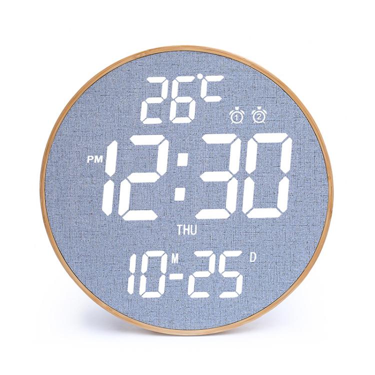 11.6-Inch White Light Wall Clock With Remote Control Multi-Functional Alarm Clock Bamboo+Cloth - Wall Clock by PMc TechLife | Online Shopping South Africa | PMc TechLife | Buy Now Pay Later Mobicred