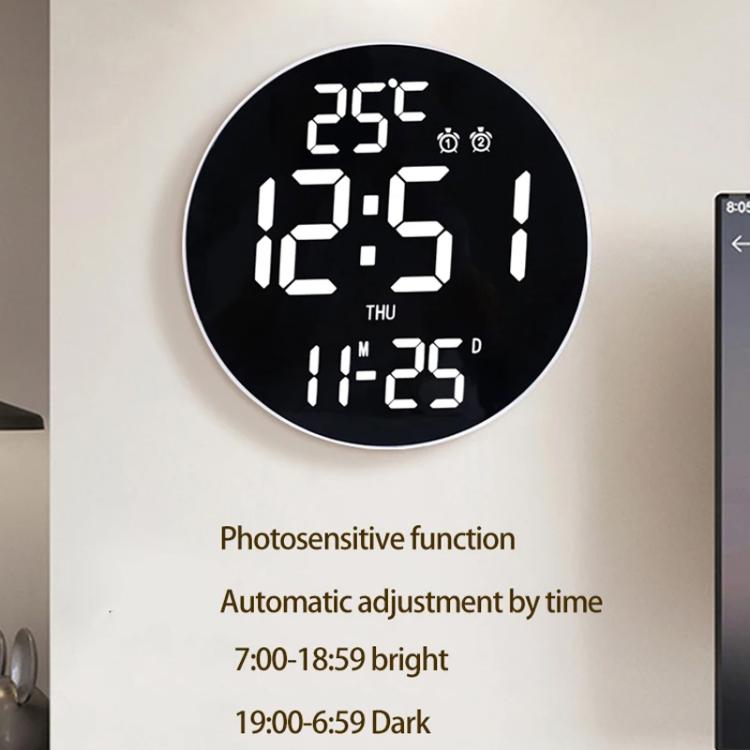11.6-Inch White Light Wall Clock With Remote Control Multi-Functional Alarm Clock Bamboo+Black - Wall Clock by PMc TechLife | Online Shopping South Africa | PMc TechLife | Buy Now Pay Later Mobicred