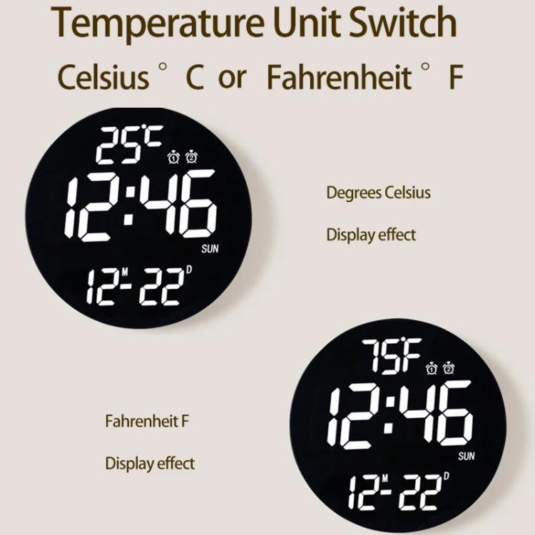 11.6-Inch White Light Wall Clock With Remote Control Multi-Functional Alarm Clock Black+Black - Wall Clock by PMc TechLife | Online Shopping South Africa | PMc TechLife | Buy Now Pay Later Mobicred