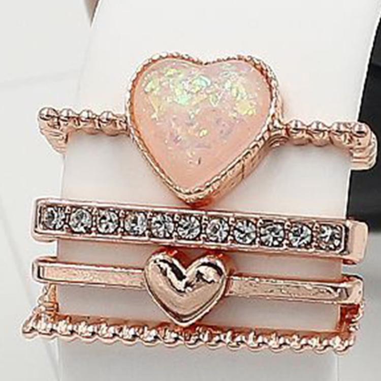 4pcs / Set 21mm Width Smart Watch Silicone Band Heart Decorative Ring Metal Accessories(Gold) - Watch Decorations by PMC TechLife | Online Shopping South Africa | PMC TechLife | Buy Now Pay Later Mobicred
