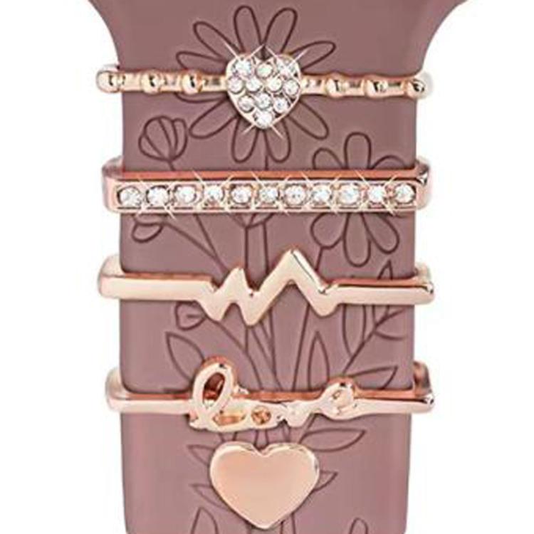 5pcs / Set 20mm Width Smart Watch Silicone Band Decorative Ring Metal Accessories, Style: Rose Gold 6 - Watch Decorations by PMC TechLife | Online Shopping South Africa | PMC TechLife | Buy Now Pay Later Mobicred