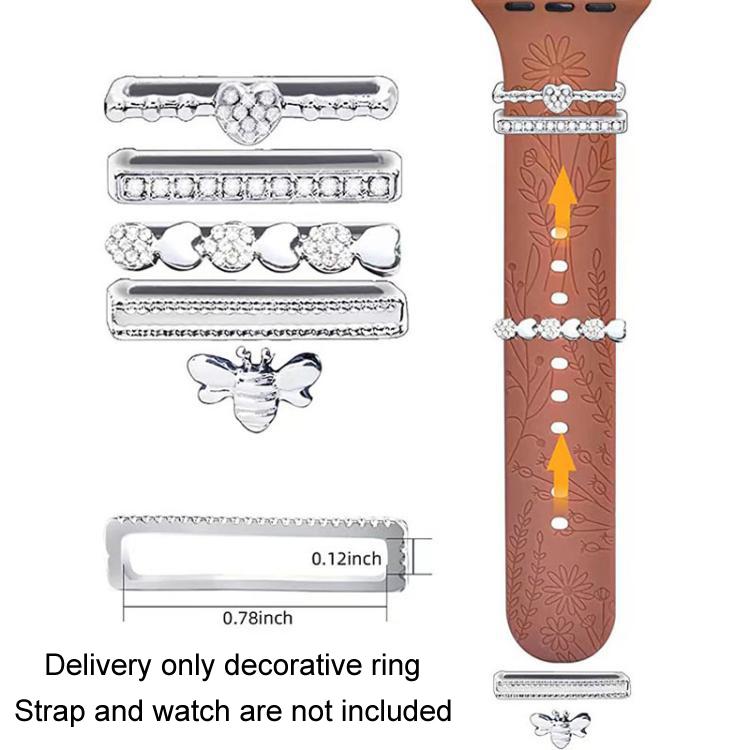 5pcs / Set 20mm Width Smart Watch Silicone Band Decorative Ring Metal Accessories, Style: Rose Gold 3 - Watch Decorations by PMC TechLife | Online Shopping South Africa | PMC TechLife | Buy Now Pay Later Mobicred