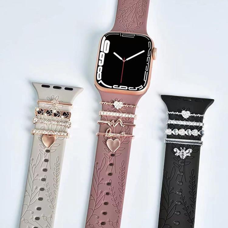 5pcs / Set 20mm Width Smart Watch Silicone Band Decorative Ring Metal Accessories, Style: Silver 2 - Watch Decorations by PMC TechLife | Online Shopping South Africa | PMC TechLife | Buy Now Pay Later Mobicred