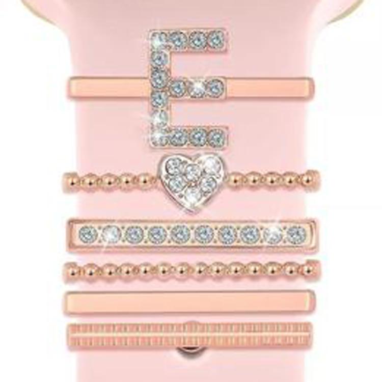 6pcs / Set Smart Watch Silicone Band Decorative Ring Metal Accessories, Size: E(Rose Gold) - Watch Decorations by PMC TechLife | Online Shopping South Africa | PMC TechLife | Buy Now Pay Later Mobicred