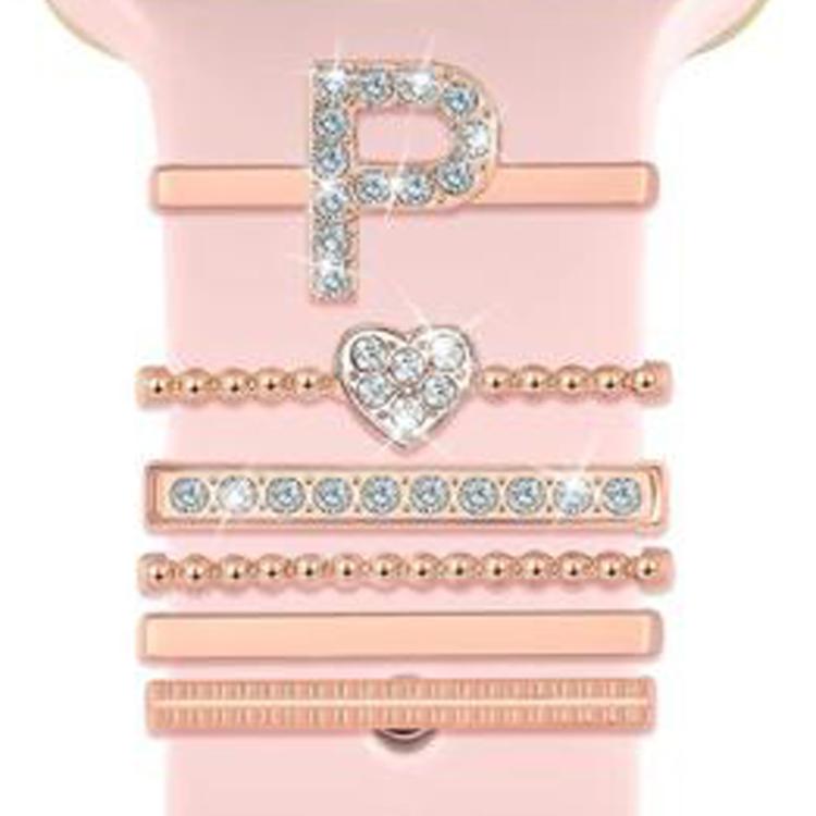 6pcs / Set Smart Watch Silicone Band Decorative Ring Metal Accessories, Size: P(Rose Gold) - Watch Decorations by PMC TechLife | Online Shopping South Africa | PMC TechLife | Buy Now Pay Later Mobicred