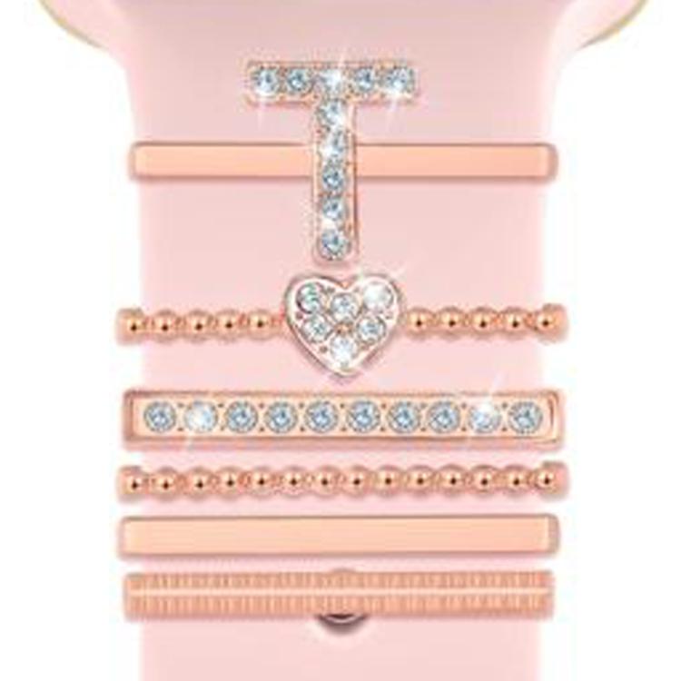 6pcs / Set Smart Watch Silicone Band Decorative Ring Metal Accessories, Size: T(Rose Gold) - Watch Decorations by PMC TechLife | Online Shopping South Africa | PMC TechLife | Buy Now Pay Later Mobicred