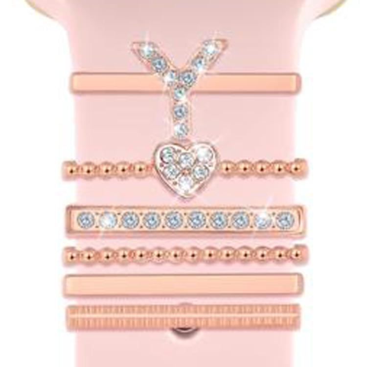 6pcs / Set Smart Watch Silicone Band Decorative Ring Metal Accessories, Size: Y(Rose Gold) - Watch Decorations by PMC TechLife | Online Shopping South Africa | PMC TechLife | Buy Now Pay Later Mobicred