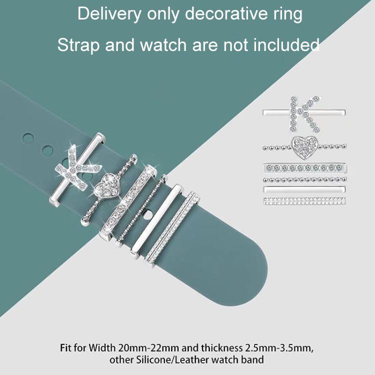 6pcs / Set Smart Watch Silicone Band Decorative Ring Metal Accessories, Size: P(Silver) - Watch Decorations by PMC TechLife | Online Shopping South Africa | PMC TechLife | Buy Now Pay Later Mobicred