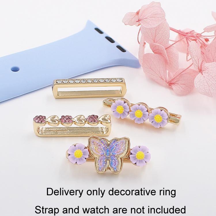 4pcs / Set 22mm Width Smart Watch Butterfly Flower Band Decorative Ring Metal Accessories, Style: 1 - Watch Decorations by PMC TechLife | Online Shopping South Africa | PMC TechLife | Buy Now Pay Later Mobicred