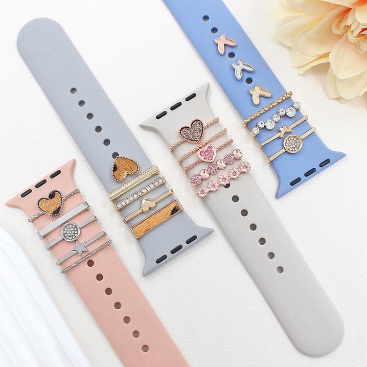 22mm Width Smart Watch Silicone Band Decorative Ring Metal Accessories, Style: LOVE Gold - free shipping - PMc TechLife - Order now!