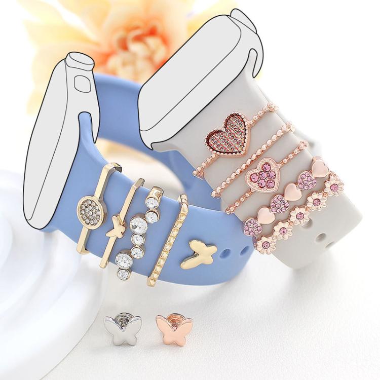 22mm Width Smart Watch Silicone Band Decorative Ring Metal Accessories, Style: LOVE Silver - free shipping - PMc TechLife - Order now!