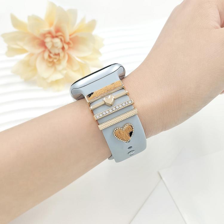 22mm Width Smart Watch Silicone Band Decorative Ring Metal Accessories, Style: LOVE Gold - free shipping - PMc TechLife - Order now!