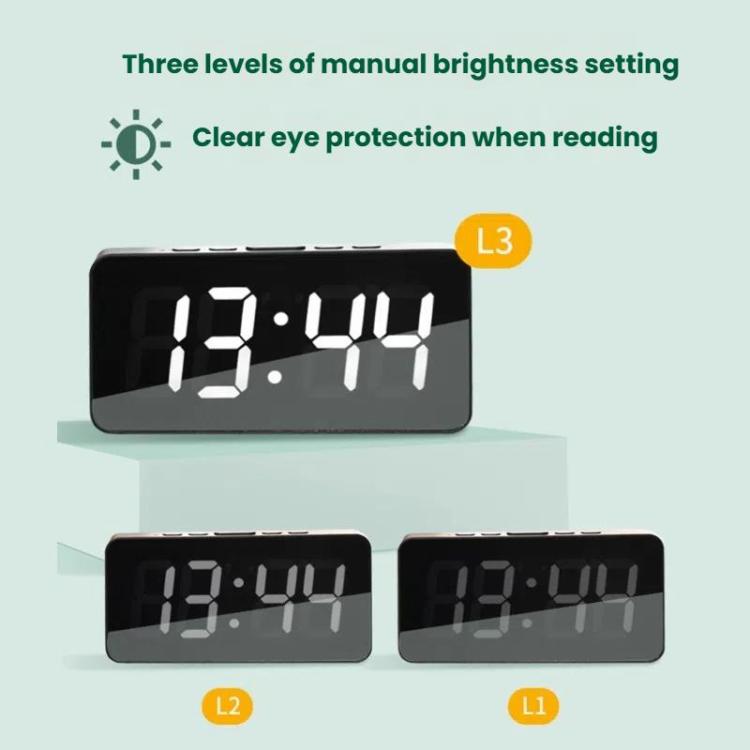 LED Mirror Digital Clock with Type-C Charging Port & 18650 Battery Compartment (Battery Not Included)(White+Blue) - Alarm Clocks by PMc TechLife | Online Shopping South Africa | PMc TechLife | Buy Now Pay Later Mobicred