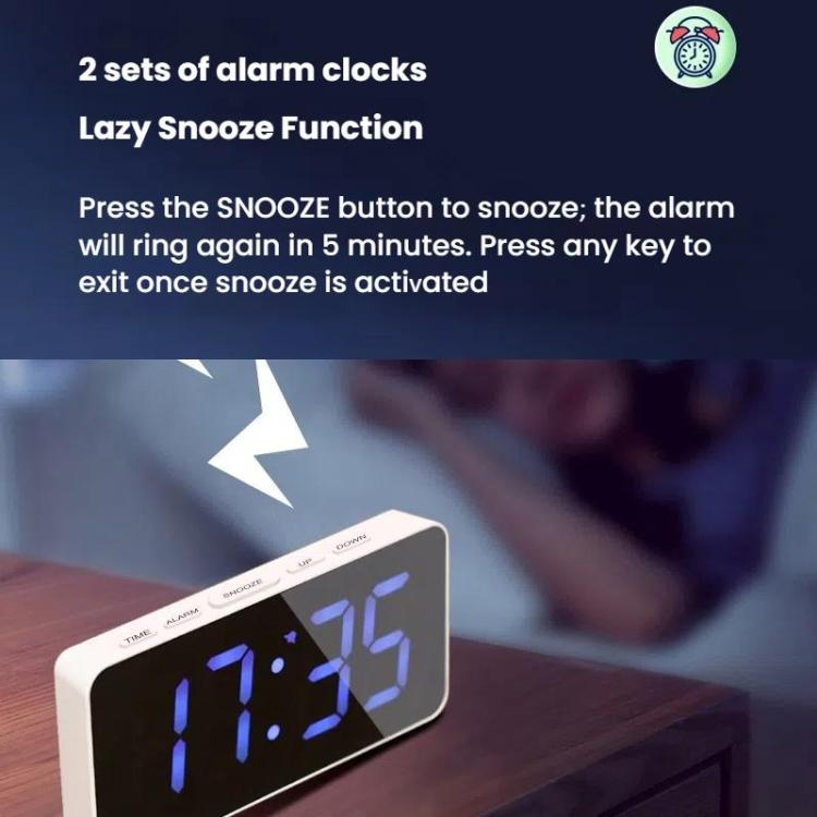 11 Colors Dynamic RGB Digital Alarm Clock 12/24H 6 Levels Brightness 2 Alarms Table Clock(White Shell) - Alarm Clocks by PMc TechLife | Online Shopping South Africa | PMc TechLife | Buy Now Pay Later Mobicred