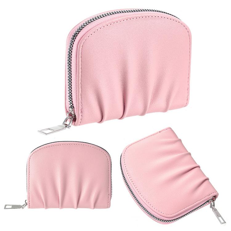 Women Wallet Pleated Sense PU Zipper Short Wallet Simple Solid Color Coin Purse(Black) - free shipping - PMc TechLife - Order now!