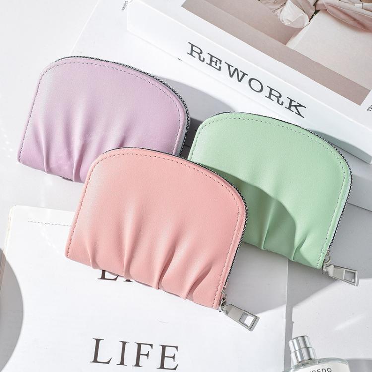Women Wallet Pleated Sense PU Zipper Short Wallet Simple Solid Color Coin Purse(Black) - free shipping - PMc TechLife - Order now!